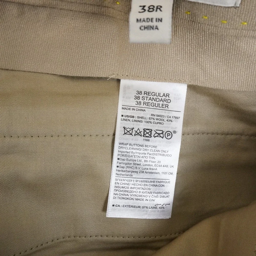 Banana Republic Pants Mens 38R Blue Wool Linen Tailored Slim Fit Trousers 38x32
